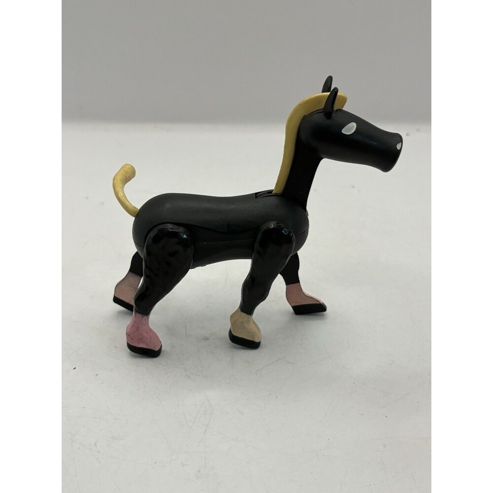 Vintage Fisher Price Little People Black Horse Made Hong Kong Castle or Farm